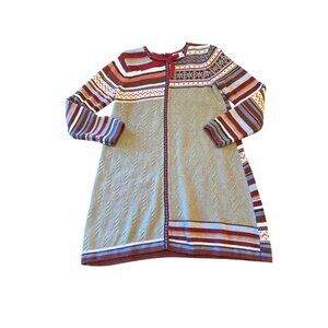 Hanna Andersson Girls Size 140 US 10 Combed Cotton Cardigan Nordic Chevron